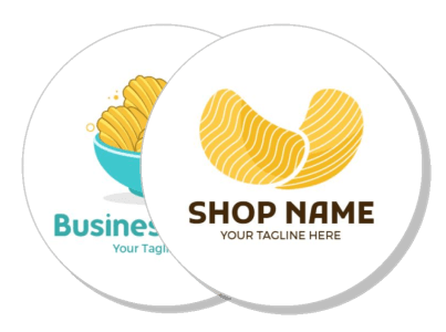 custom illustrated logo designs chips shop business branding template