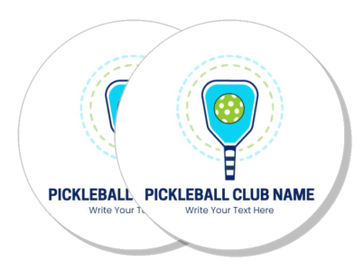 custom pickleball club logo design with paddle and ball illustration sticker template