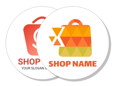 custom shop logo design with bag icon and slogan template