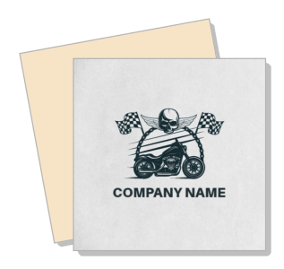 customizable logo design motorcycle theme with skull and checkered flags template