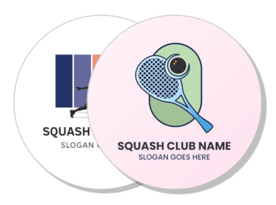 customizable squash club logo design with racket and ball template