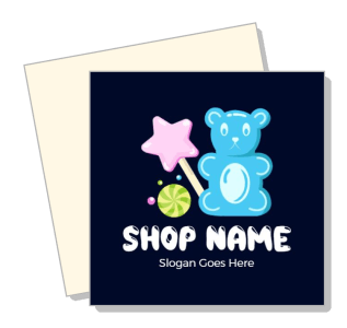 cute bear and candy shop logo design template