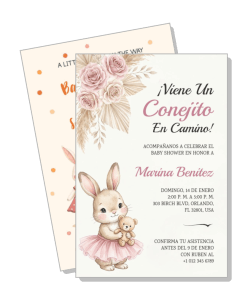 cute bunny baby shower invitation spanish text little bunny design template