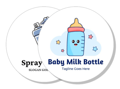 cute cartoon baby milk bottle and spray can logo design template