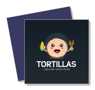 cute tortilla character holding corn and wheat graphic logo template