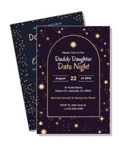 daddy daughter date night invitation august event card design template
