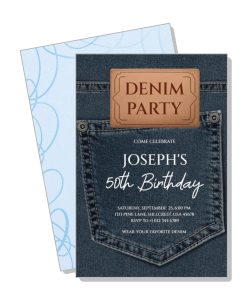 denim themed 50th birthday invitation design template