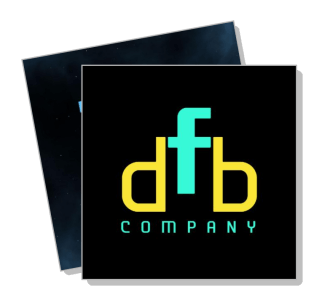 dfb company logo with turquoise and yellow text template