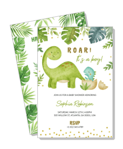 dinosaur themed baby shower invitation roaring its a boy template