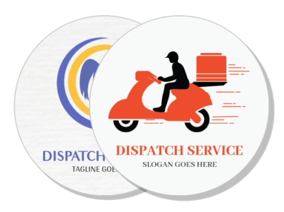 dispatch service coaster design with delivery scooter motif template