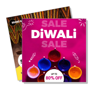 diwali festival sale banner with colored diya lamps and discount offer template