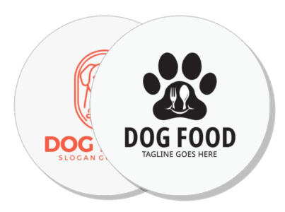 dog food logo designs with paw fork knife icon template