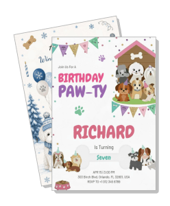 dog themed birthday invitation paw ty for kids celebration template