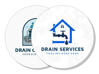 drain services logo design plumbing company branding illustration template