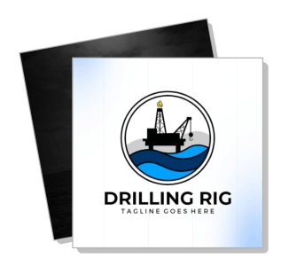 drilling rig logo template with wave design