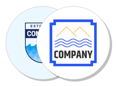 dual company logos design mountains and water elements template