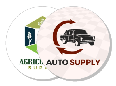 dual logo display auto supply agriculture supply company brand template
