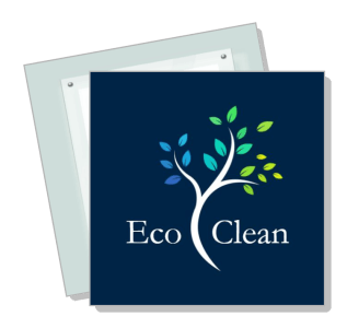 eco clean logo with green blue leaf design on dark background template