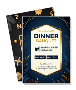 elegant dinner banquet invitation card dark theme anchorage template