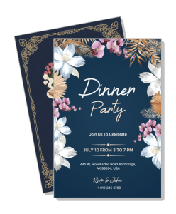 elegant floral dinner party invitation card template