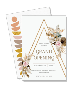 elegant floral grand opening invitation card with details template