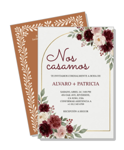 elegant floral spanish wedding invitation cards design template