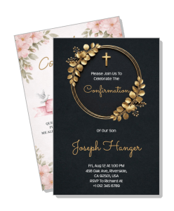 elegant gold and black confirmation invitation card design template