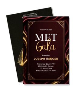 elegant gold red met gala invitation with details template