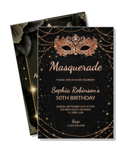 elegant masquerade invitation 50th birthday party design template