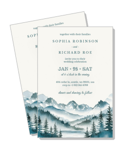 elegant mountain theme wedding invitation design template