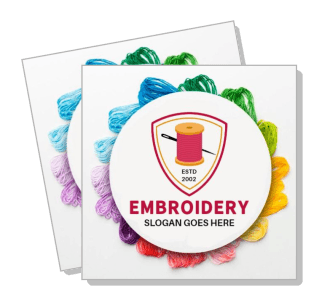 embroidery colorful thread spool logo design template