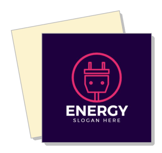energy logo design with electric plug icon and placeholder slogan template