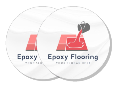 epoxy flooring logo design with slogan and pouring epoxy graphic template