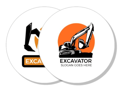 excavator construction company logo design with slogan template