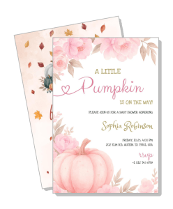 fall themed baby shower invitation a little pumpkin design template