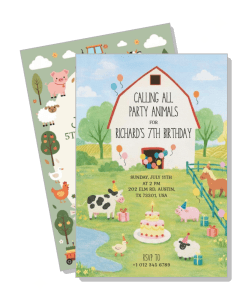 farm themed birthday invitation card kids party template