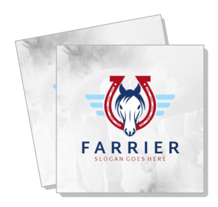 farrier logo with horseshoe and wings design template