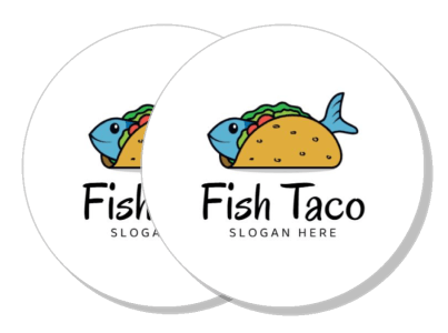 fish taco logo with slogan cartoon style illustration template