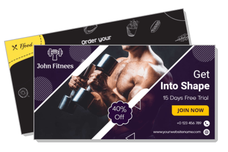fitness gym membership promotion banner dumbbells offer template