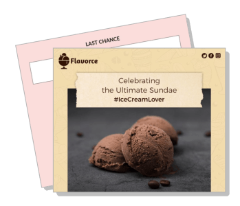 flavorce chocolate ice cream sundae promotion with hashtag template