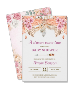 floral baby shower invitation card design template