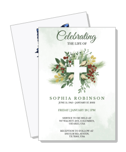floral cross memorial service invitation template