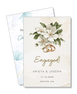 floral engagement invitation card with rings design template