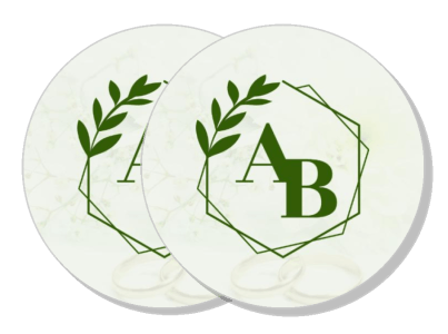 floral initials logo design with green leaves on white background template