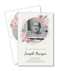floral memorial celebration of life invitation card design template