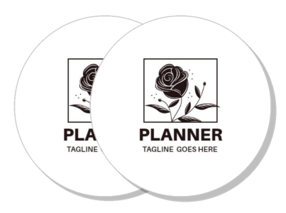 floral planner logo design with rose illustration template