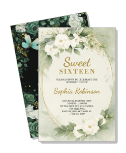floral sweet sixteen birthday invitation card design template