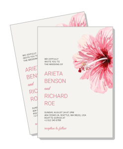 floral wedding invitation cards pink hibiscus design modern elegant layout template
