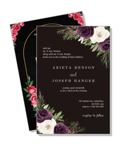 floral wedding invitation with burgundy and white roses template