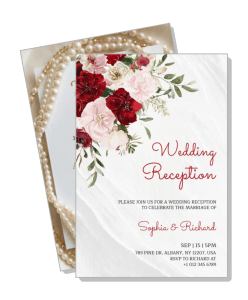 floral wedding reception invitation card design with roses template